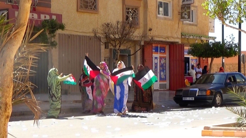 مجموعة من المناضلات الصحراويات ينظمن تظاهرة سلمية